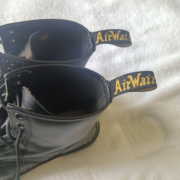 Dr. Martens used black ankle boots Sleek Black Lace-Up Combat Boots - Picture 2 of 10